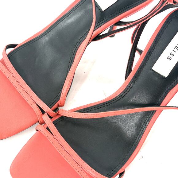 REISS Bali Leather Strappy Heels 9 Coral Pink NWOT Sandals Cocktail Glam - Picture 8 of 9